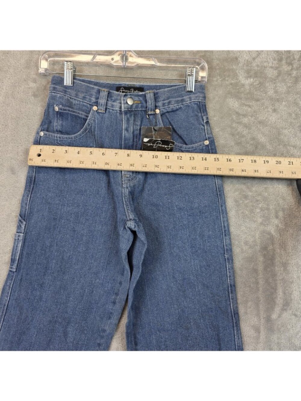 Sean John Jeans Boys Size 12 Blue Denim Carpenter Wide Leg Baggy Fit Y2K - Picture 10 of 12